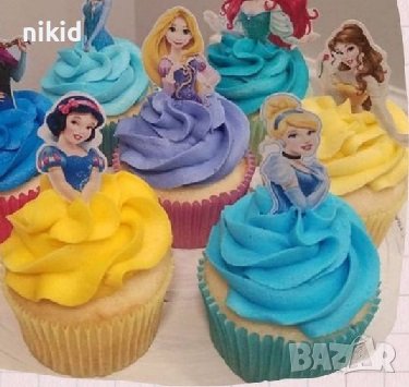 8 Принцеси горна част картонени топери клечки за декорация на мъфини кексчета и торта парти, снимка 3 - Други - 37437793