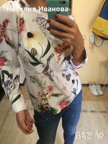 Дамска блуза на цветя, снимка 4 - Блузи с дълъг ръкав и пуловери - 30260173