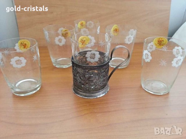 Стъклени чаши за стакани подстакани, снимка 1 - Антикварни и старинни предмети - 30140107