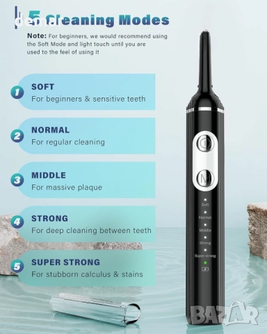 Комплект за дентална хигиена Nature Nerds за почистване на зъби, LED светлина, 5 скорости, снимка 6 - Други - 52535175