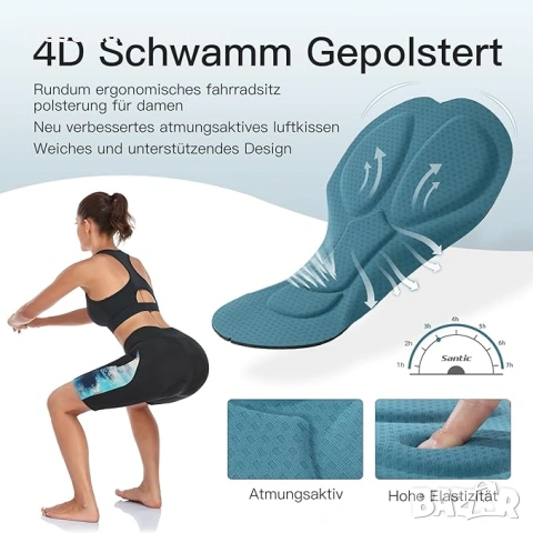 Дамски колоездачни шорти Santic с 4D подплънка и джоб, снимка 4 - Спортни екипи - 53150692