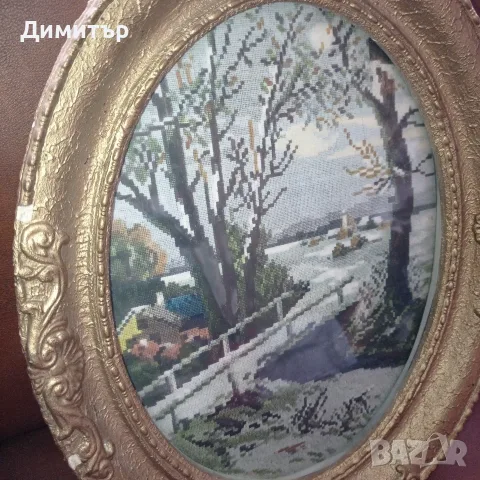Стара фото картина гоблен в рамка , снимка 2 - Гоблени - 56219333