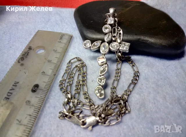 СКЪПОЦЕНЕН СРЕБЪРЕН КРЪСТ със СРЕБЪРНА ВЕРИЖКА РОДИРАНО СРЕБРО 925 C-Z с ЛАБОРАТОРЕН МОЙСАНИТ 41842, снимка 7 - Колиета, медальони, синджири - 49328506