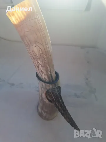 Чаша от естствен рог за пиене.  Викингска чаша , снимка 3 - Подаръци за мъже - 48169265