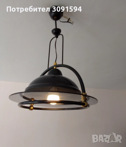 Висяща лампа от метал и стъкло , снимка 2 - Полилеи - 51830852