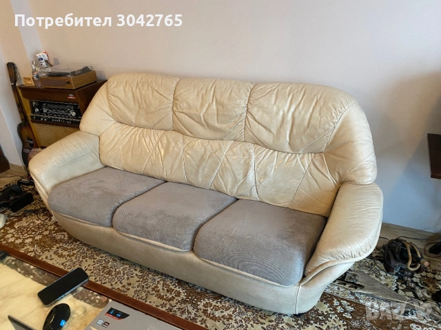 Кожена холова гарнитура, снимка 2 - Дивани и мека мебел - 51799254