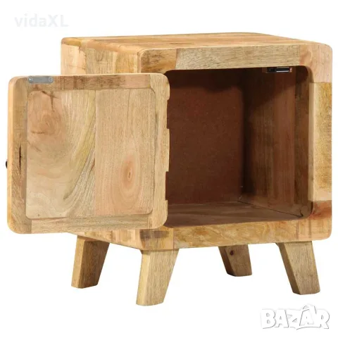 vidaXL Нощно шкафче 40x32x46 cm Масивна дървесина Грубо манго, снимка 4 - Шкафове - 56147499