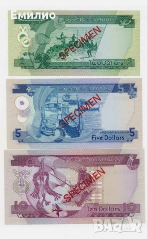 Rare, SOLOMON ISLANDS 🇸🇧 SPECIMEN 2 5 &10 Dollars 1978 UNC , снимка 2 - Нумизматика и бонистика - 32137538