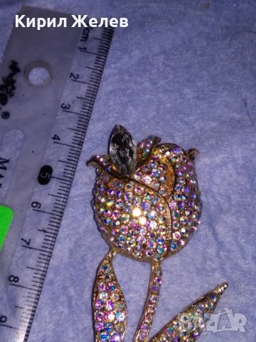ПОЗЛАТЕНА ФЛОРАЛНА АР НУВО СТИЛ КРИСТАЛНА БРОНЗОВА БРОШКА ЦВЕТЕ / ЛИПСВА й ИГЛАТА! 37035, снимка 12 - Други - 39934790