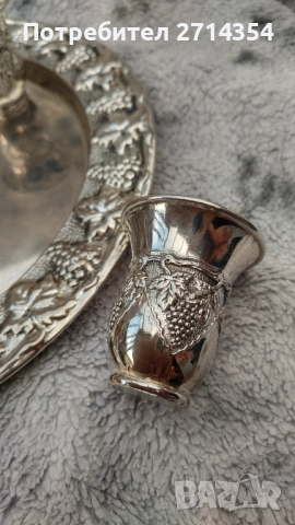 Красив посребрен поднос с чаши , снимка 3 - Антикварни и старинни предмети - 52350637