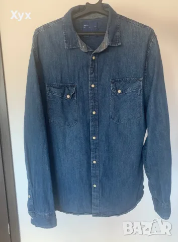 Мъжка дънкова риза Zara размер L, снимка 4 - Ризи - 56341633