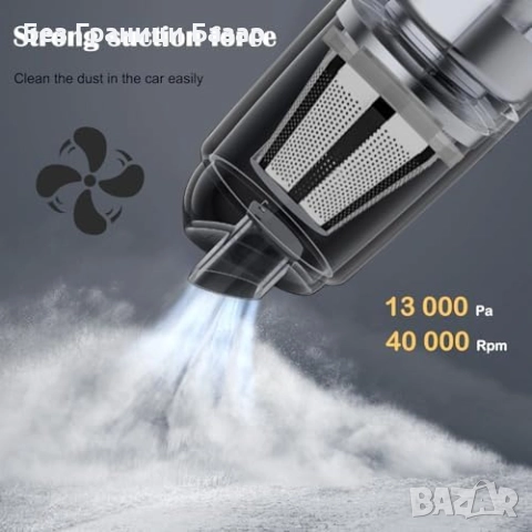 Нова Мини прахосмукачка за автомобил и дом, мощно засмукване, без кабели, снимка 4 - Прахосмукачки - 52261269