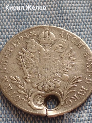 Сребърна монета 20 кройцера 1794г. Франц втори Алба Юлия Свещена Римска империя 13684, снимка 8 - Нумизматика и бонистика - 42887033