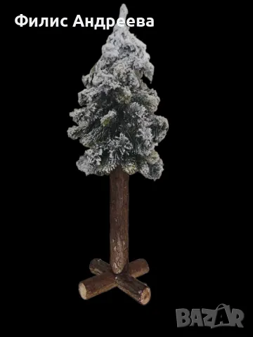 Декоративна дървена елха със заскрежени клони, снимка 1