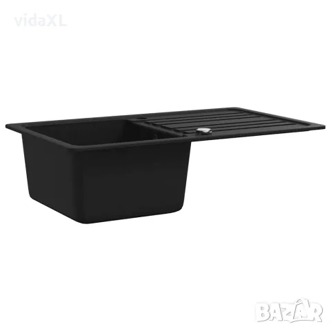 vidaXL Гранитна кухненска мивка с корито и отцедник, черна, две монт. позиции, снимка 4 - Мивки - 56145988