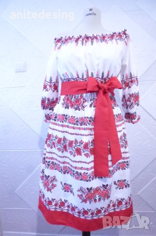 Рокля с етно мотиви ,голи рамене, снимка 10 - Рокли - 39828654