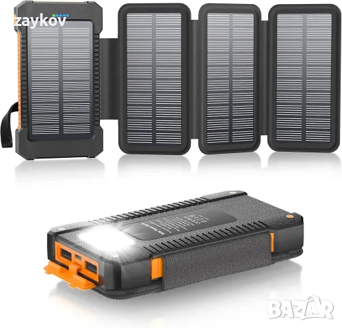 Соларна външна батерия 26800 mAh с 4 слънчеви панела, USB-C 22.5W