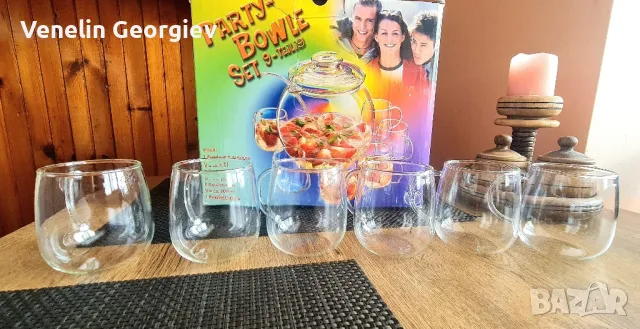 Комплект за пунш ,,Bohemia" от 9 части за сервиране на напитки 4.5L, снимка 6 - Сервизи - 49195451