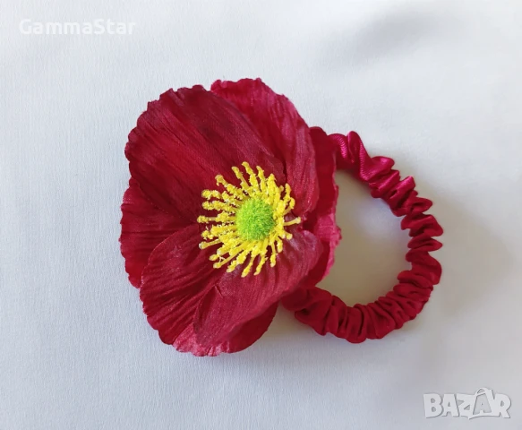 Цветя за коса на ластик - роза и макове / Аксесоари за коса , снимка 3 - Аксесоари за коса - 51003524