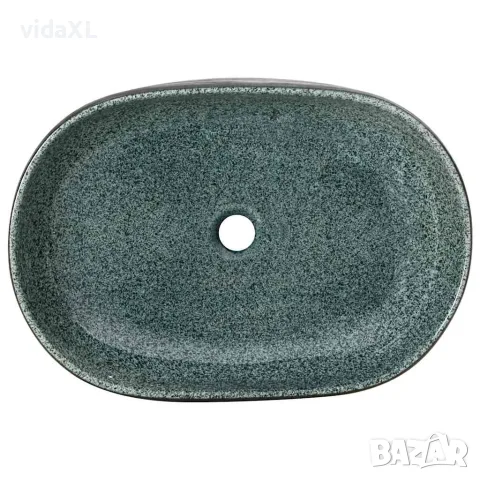 vidaXL Мивка за плот, тюркоаз, овална, 59x40x14 см, керамика, снимка 6 - Мивки - 56146190