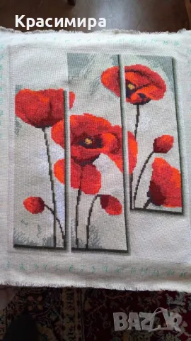 Гоблен "Пано с червени макове", снимка 2 - Гоблени - 49035769