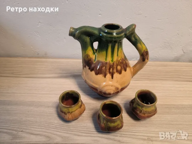 Ретро керамичен сервиз за ракия от соца (непълен), снимка 2 - Антикварни и старинни предмети - 56538201