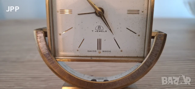 Настолен часовник с будилник SWIZA 7 JEWELS, снимка 3 - Антикварни и старинни предмети - 50919424