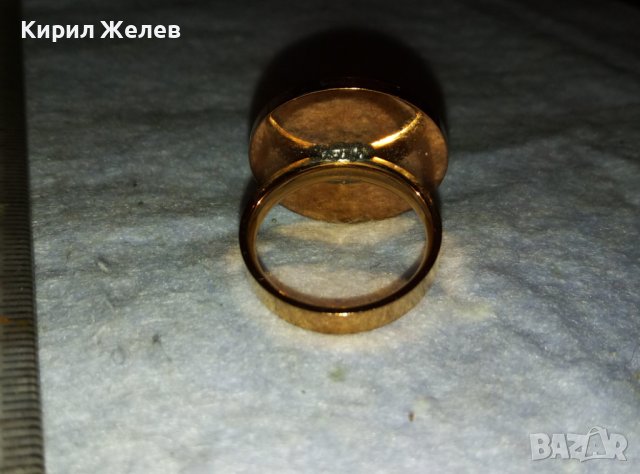 BVLGARI ПОЗЛАТЕН МАРКОВ СЕДЕФЕН АРТ ПРЪСТЕН БУЛГАРИ от БЛАГОРОДНА НЕРЪЖДАЕМА СТОМАНА 38916, снимка 17 - Пръстени - 42082394