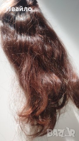 Естествена коса. Необработена, кестенява, 60см, 180гр., снимка 2 - Аксесоари за коса - 44215054
