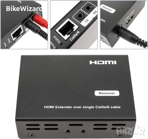 BeMatik HDMI сплитер приемник 8 порта чрез ethernet Cat.5e кабел  с IR (HB005) НОВО