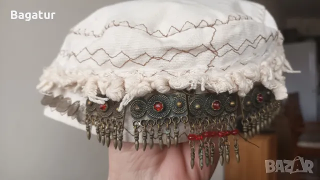 Етно шапка,носия,бронз,сребро,кърпа,накит,монети,Боне,таке,фесче , снимка 11 - Антикварни и старинни предмети - 49177141