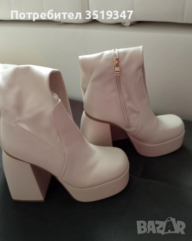 боти зимни в бежево, снимка 2 - Дамски ботуши - 52842046