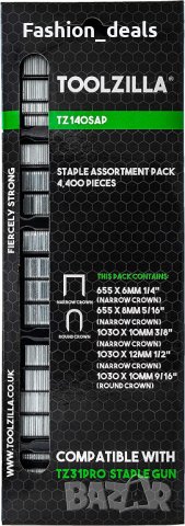 Нов комплект метални скоби за пистолет телбод Toolzilla 4400 броя Различни размери, снимка 3 - Други инструменти - 38694942