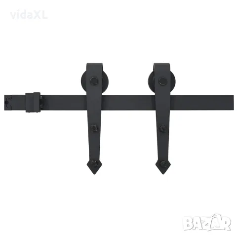 vidaXL Комплект механизъм за плъзгаща врата SKIEN 200 см стомана черен, снимка 1 - Интериорни врати - 56146067