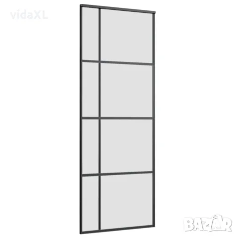 vidaXL Плъзгаща се врата с обков 76x205 см ESG стъкло и алуминий, снимка 3 - Входни врати - 56146980