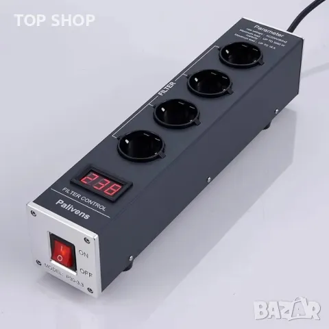 Pailvens Mains Filter Power Strip HiFi 4-посочен контакт за филтър за смущения с LCD дисплей, снимка 4 - Друга електроника - 48747625