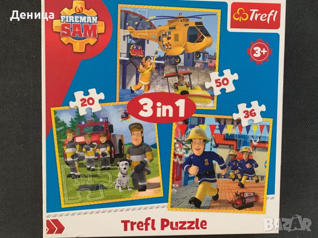 Пъзел Trefl 3 в 1 "Пожарникарят Сам"