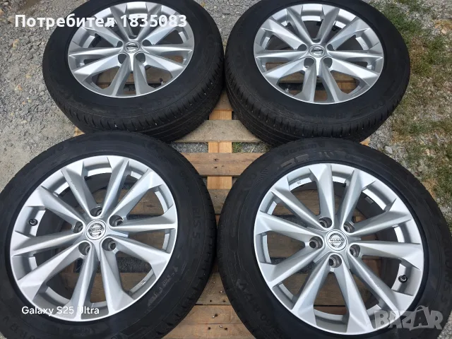 Лети джанти 17ки 5х114.3 Nissan + летни гуми 215/60/17 Barum, снимка 2 - Гуми и джанти - 55842937