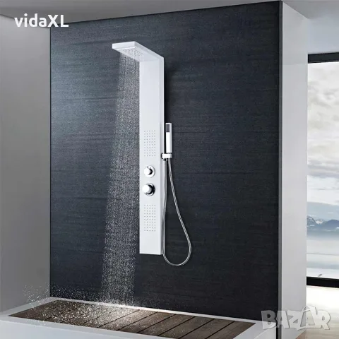 vidaXL Система душ панел от алуминий, матирано бяло, снимка 2 - Душове - 56146034