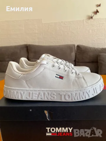 Оригинални кецове от естествена кожа Tommy jeans