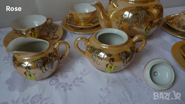 Японски порцеланови тройни сетове, чайник, захарница и каничка, снимка 7 - Сервизи - 53976446