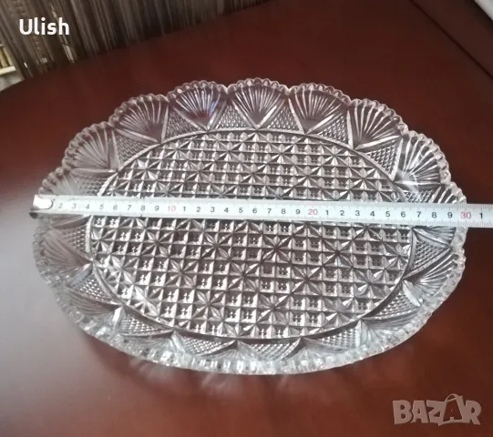 Голямо кристално плато елипса, снимка 5 - Чинии - 49047867