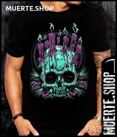 Черна тениска с щампа SKULL CANDLES