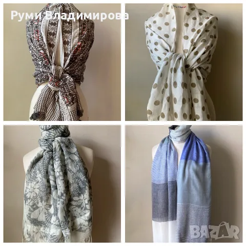 Шал с лен и памук/ различни видове