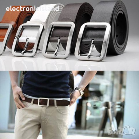 Ежедневен колан с катарама от изкуствена кожа, цвят кафе, унисекс, снимка 2 - Колани - 40533372