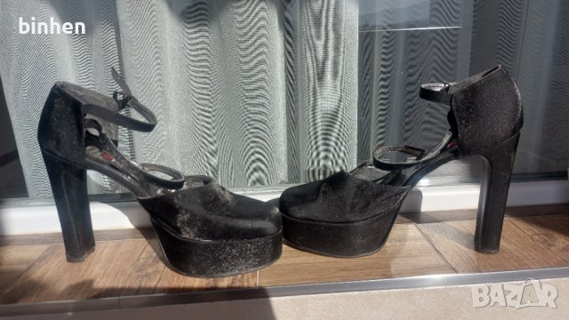 Дамски черни елегантни обувки за бал 39 номер, снимка 2 - Дамски обувки на ток - 44185513
