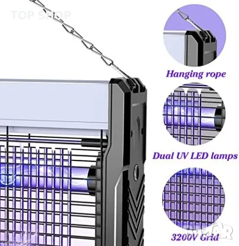 Нова Преносима Лампа срещу Комари и Мухи - 3200v Убиец насекоми, снимка 8 - Други - 49203154