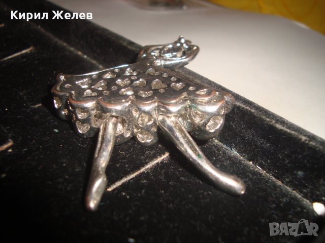 ТЕЖКА РАЗДВИЖЕНА АРТ ВИСУЛКА БАЛЕРИНА ПОСРЕБРЕНА с ЦИРКОНИ 18569, снимка 7 - Колиета, медальони, синджири - 31291468