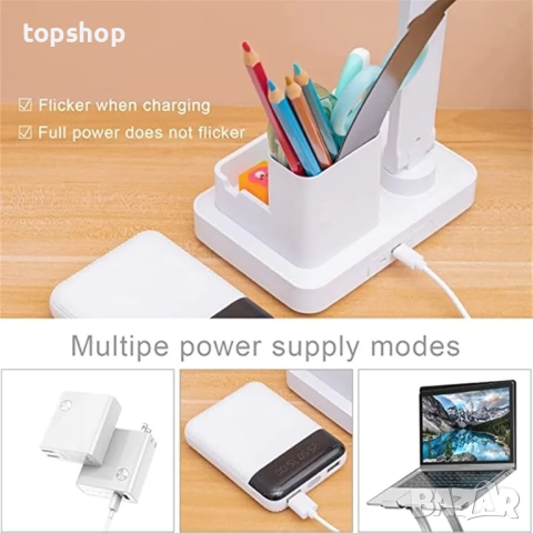 Чисто нова KISUFU Двойна LED настолна лампа с часовник и температурен дисплей, 3 цветни температури, снимка 6 - Настолни лампи - 52373147