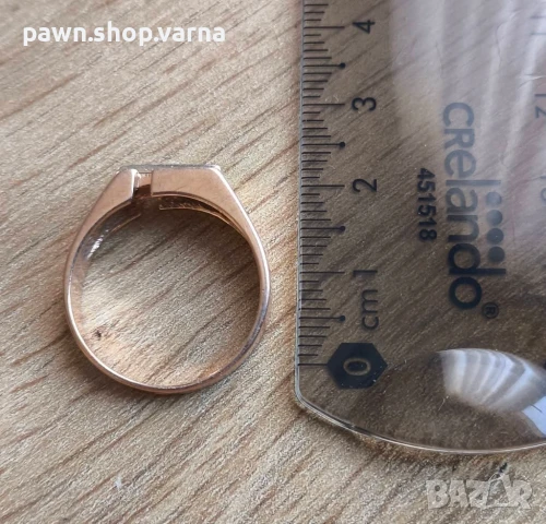 Масивен златен пръстен с фианити – проба 585, маркиран, снимка 7 - Пръстени - 50819146